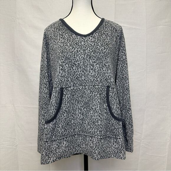 Oscar de la Renta Pink Label Leopard Print Fleece Pullover Top - Size L - Picture 9 of 9